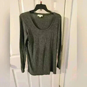 White + Warren Cotton Modal Blend Gray Long Sleeve Top Size L